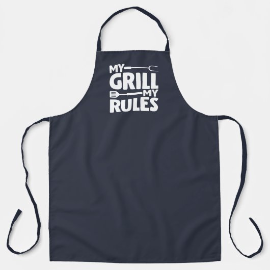 My Grill My Rules Funny BBQ Logo Navy Blue Schort (Voorkant)