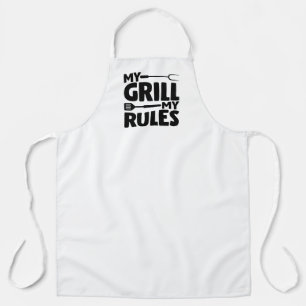 My Grill My Rules Funny BBQ Logo White Schort