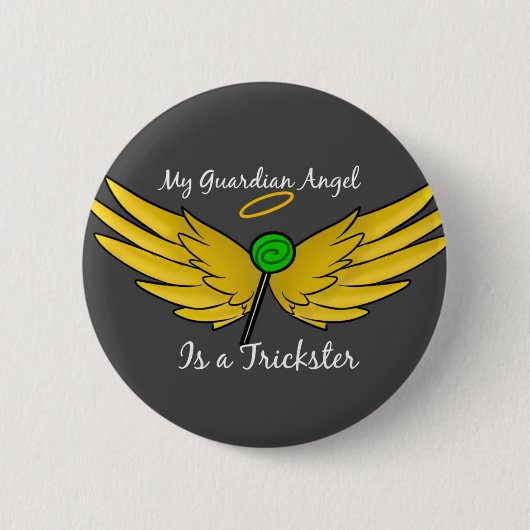 "My Guardian Angel is een Trickster" Gabriel Butto Ronde Button 5,7 Cm (Voorkant)