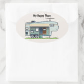 My Happy Place 5th Wheel Trailer Ovale Sticker (Tas)