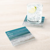 My Happy Place Caribbean Zee Glazen Onderzetter (Schuin)