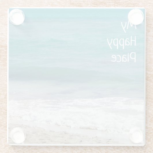 My Happy Place Caribbean Zee Glazen Onderzetter (Achterkant)