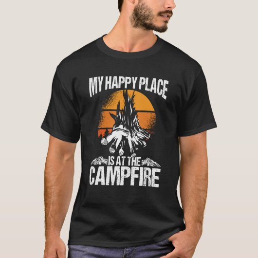 My Happy Place Is A The Campfire Camping T-shirt (Voorkant)