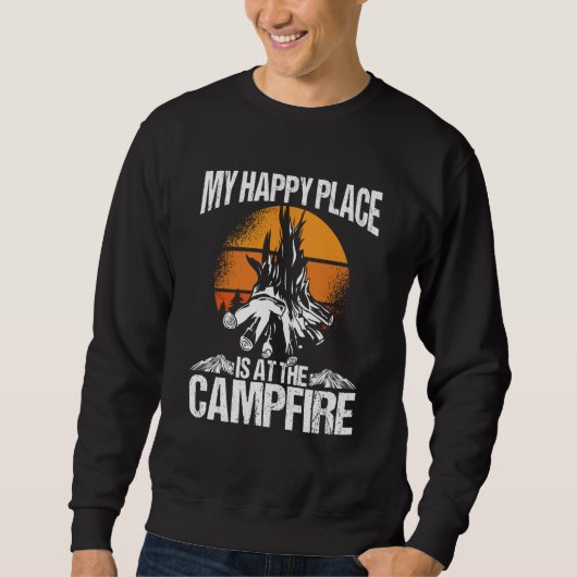 My Happy Place Is A The Campfire Camping Trui (Voorkant)