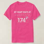 My heart beats at 174 bpm drum and bass t-shirt (Design voorkant)