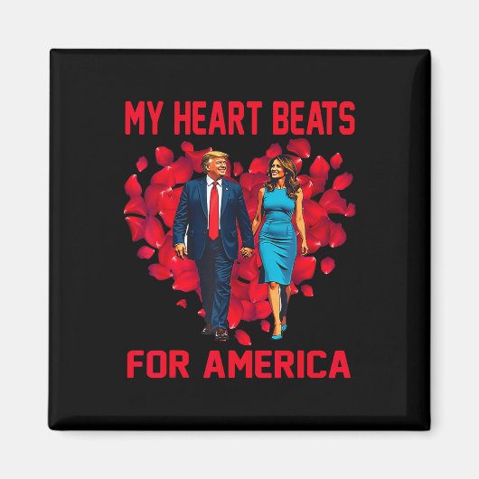 My Heart Beats For America Trump Valentine's Day 3 Magneet (Voorkant)