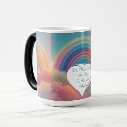 My Heart Beats for You In Rainbow Rhythm Romantic Magische Mok (Voorkant links)