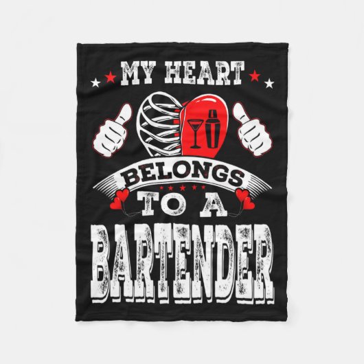 My Heart Belongs To A Bartender Valentine Day Fleece Deken (Voorkant)