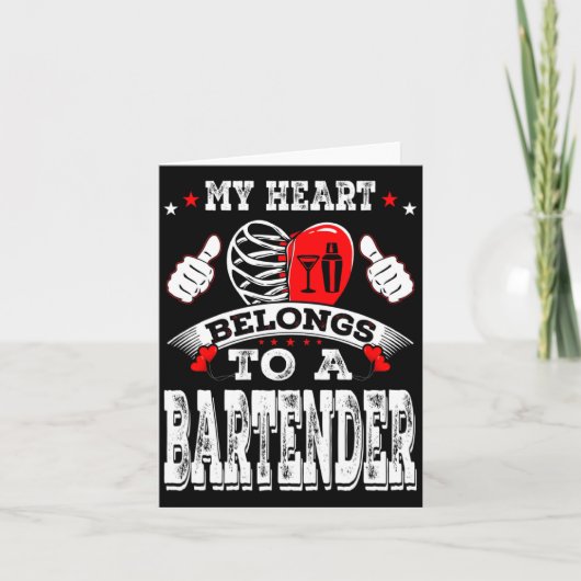 My Heart Belongs To A Bartender Valentine Day Kaart (Voorkant)