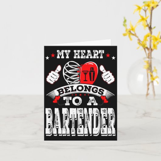My Heart Belongs To A Bartender Valentine Day Kaart (Gele Bloem)