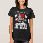 My Heart Belongs To A Bartender Valentine Day  T-shirt (Voorkant)