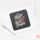 My Heart Belongs to a Bass Player Vierkante Sticker (Envelop)