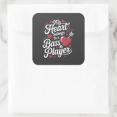 My Heart Belongs to a Bass Player Vierkante Sticker (Tas)