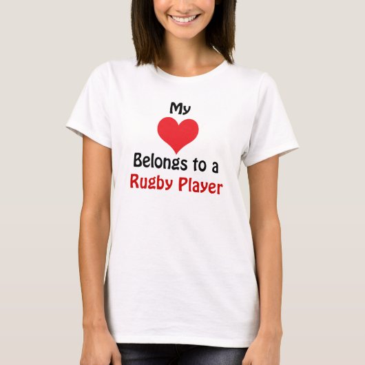 My Heart Belongs to a Rugby Player T-shirt (Voorkant)