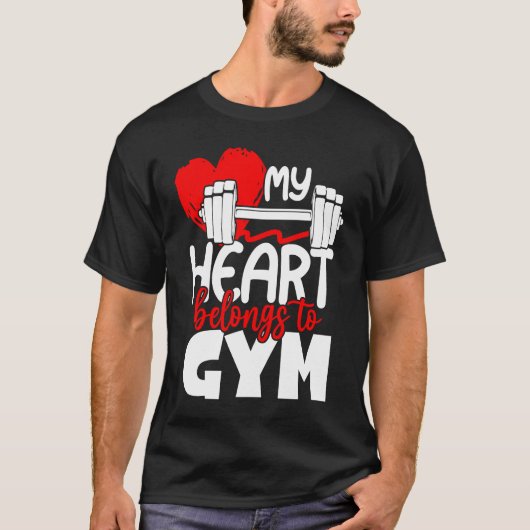 My Heart Belongs To Gym Valentines Day Workout T-shirt (Voorkant)