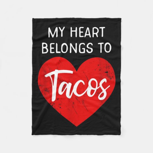 My Heart Belongs To Tacos - Funny Valentines Day Fleece Deken (Voorkant)