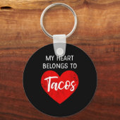 My Heart Belongs To Tacos - Funny Valentines Day  Sleutelhanger (Voorkant)