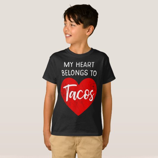 My Heart Belongs To Tacos - Funny Valentines Day  T-shirt (Voorkant volledig)