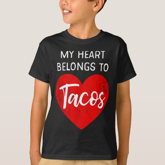 My Heart Belongs To Tacos - Funny Valentines Day  T-shirt (Voorkant)