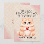 My Heart Belongs to You And the Cat Valentine Card Feestdagenkaart (Voorkant / Achterkant)