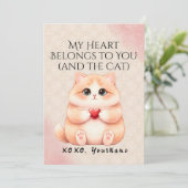 My Heart Belongs to You And the Cat Valentine Card Feestdagenkaart (Staand voorkant)