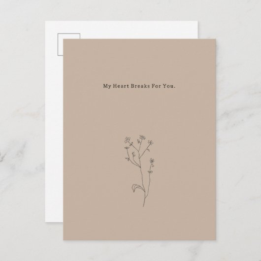 My Heart Breaks For You Quote Mourning Card Briefkaart (Voorkant / Achterkant)