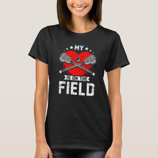 My heart is on the field Lacrosse Premium T-shirt (Voorkant)
