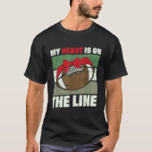 My Heart Is On The Line Offensive Lineman Retro Vi T-shirt (Voorkant)
