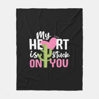 My Heart Is Stuck On You Cactus Heartfelt Design  Fleece Deken