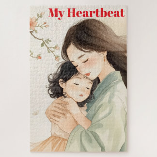 "My Heartbeat" Mother and Child Watercolor Jigsaw  Legpuzzel