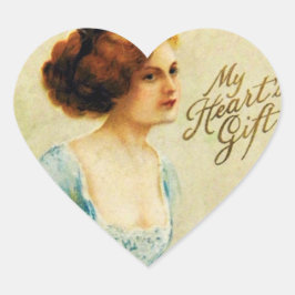 My Heart's Gift  Victoriaans Valentijnsdag Hart Sticker