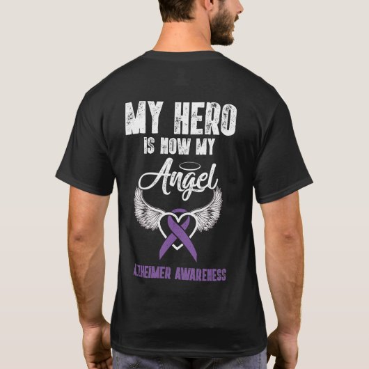 My Hero Is Now My Angel Alzheimer Awareness T-shirt (Achterkant)