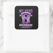 My Hero is Now My Angel Overdose Awareness Support Vierkante Sticker (Tas)