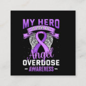 My Hero is Now My Angel Overdose Awareness Support Vierkante Visitekaartje (Voorkant)