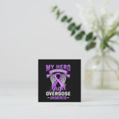 My Hero is Now My Angel Overdose Awareness Support Vierkante Visitekaartje (Staand voorkant)
