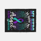 My Hero Is Now My Angel Suicide Purple Turquoise S Fleece Deken (Voorkant (Horizontaal))