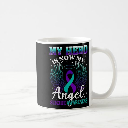 My Hero Is Now My Angel Suicide Purple Turquoise S Koffiemok (Rechts)