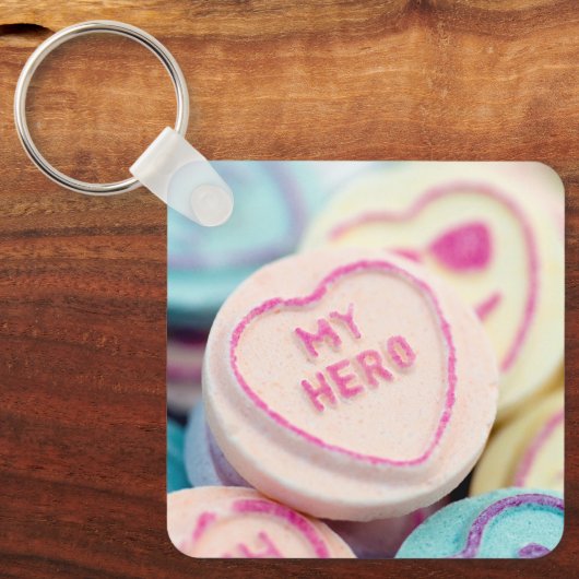 "My Hero" love hart sweets Keyring Sleutelhanger (Voorkant)