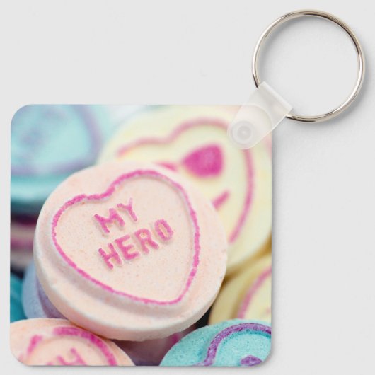 "My Hero" love hart sweets Keyring Sleutelhanger (Achterkant)