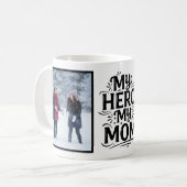 My Hero My Mom Bold Personalized 2 Photo Koffiemok (Voorkant links)