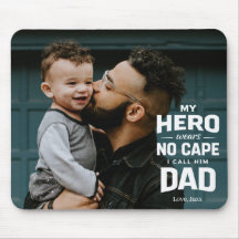 My Hero Wears No Cape Custom Photo Name Dad Gift