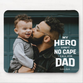 My Hero Wears No Cape Custom Photo Name Dad Gift Muismat