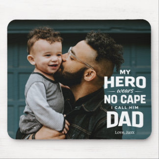 My Hero Wears No Cape Custom Photo Name Dad Gift Muismat