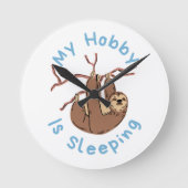 My Hobby Is Sleeping – Funny Sloth Design Ronde Klok (Voorkant)