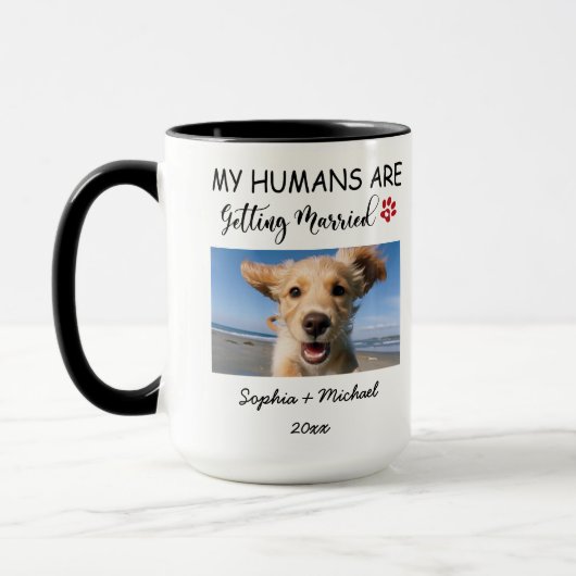 My Humans Are Getting Married – 2 Custom Dog Photo Mok (Links)