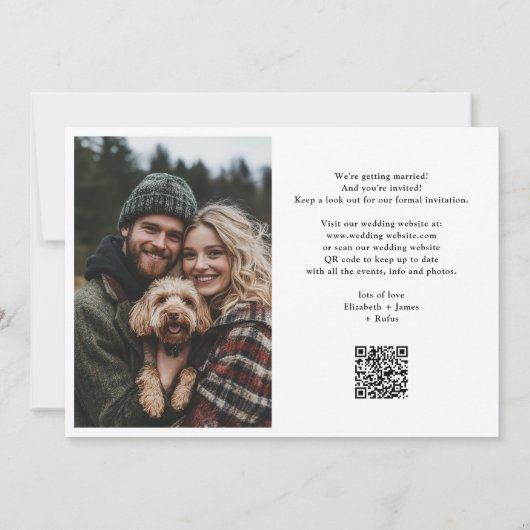 My Humans Dog 2 foto's QR Code Huwelijk Save The Date (Achterkant)