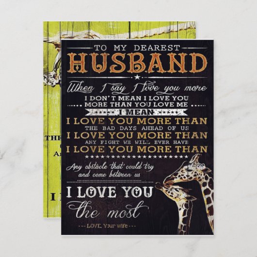 My Husband Gift | Letter For Him | Funny Gift Kaart (Voorkant / Achterkant)