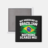 My Husband Is Brazilian Funny Brazil Flag Gift For Magneet (Voorkant / Achterkant)