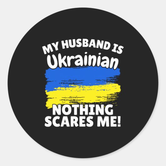 My Husband Is Ukrainian Funny Ukraine Flag Gift Fo Ronde Sticker (Voorkant)