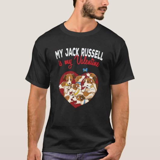 My Jack Russell Terrier Is My Valentine Heart Vale T-shirt (Voorkant)